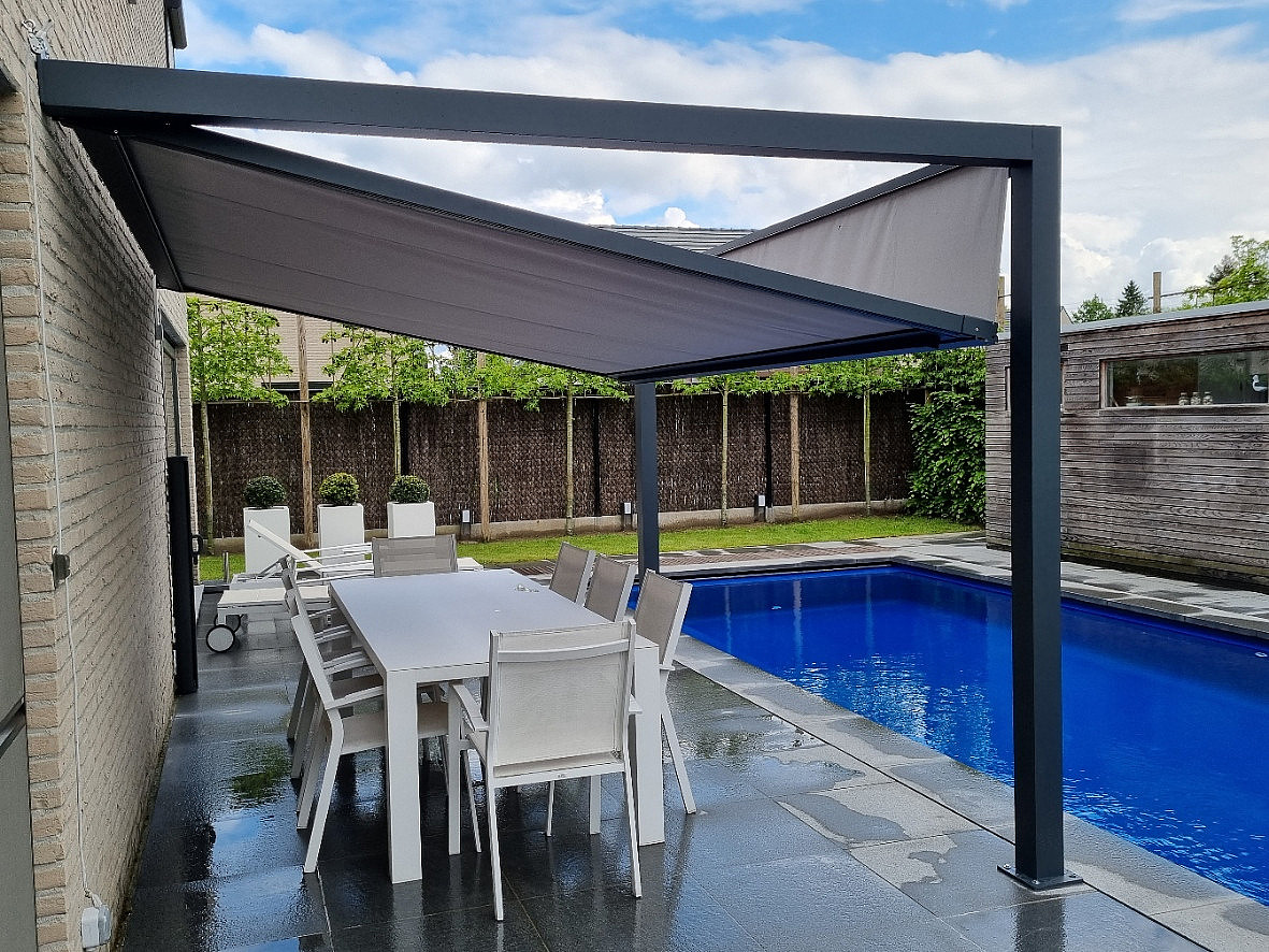 V805 Cortona Ritz terrasoverkapping Melle 9090 zonwering