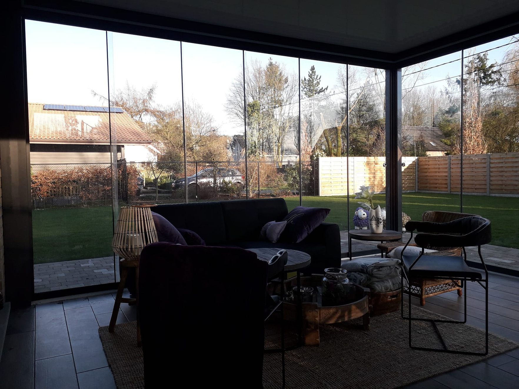 V870 Arezzo lamellendak incl afsluiting met talamanca glazenschuifwanden en V599 ritzscreens Brecht 7