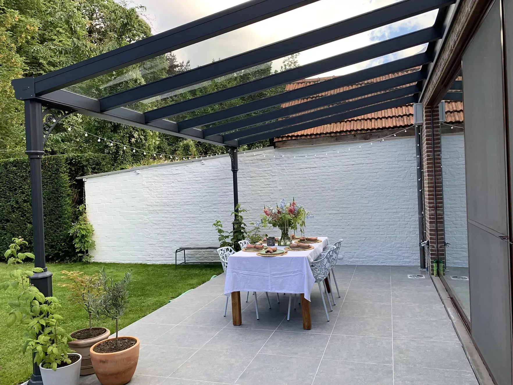 V918 Purbeck terrasoverkapping glasplaten met ledverlichting Kalmthout 3