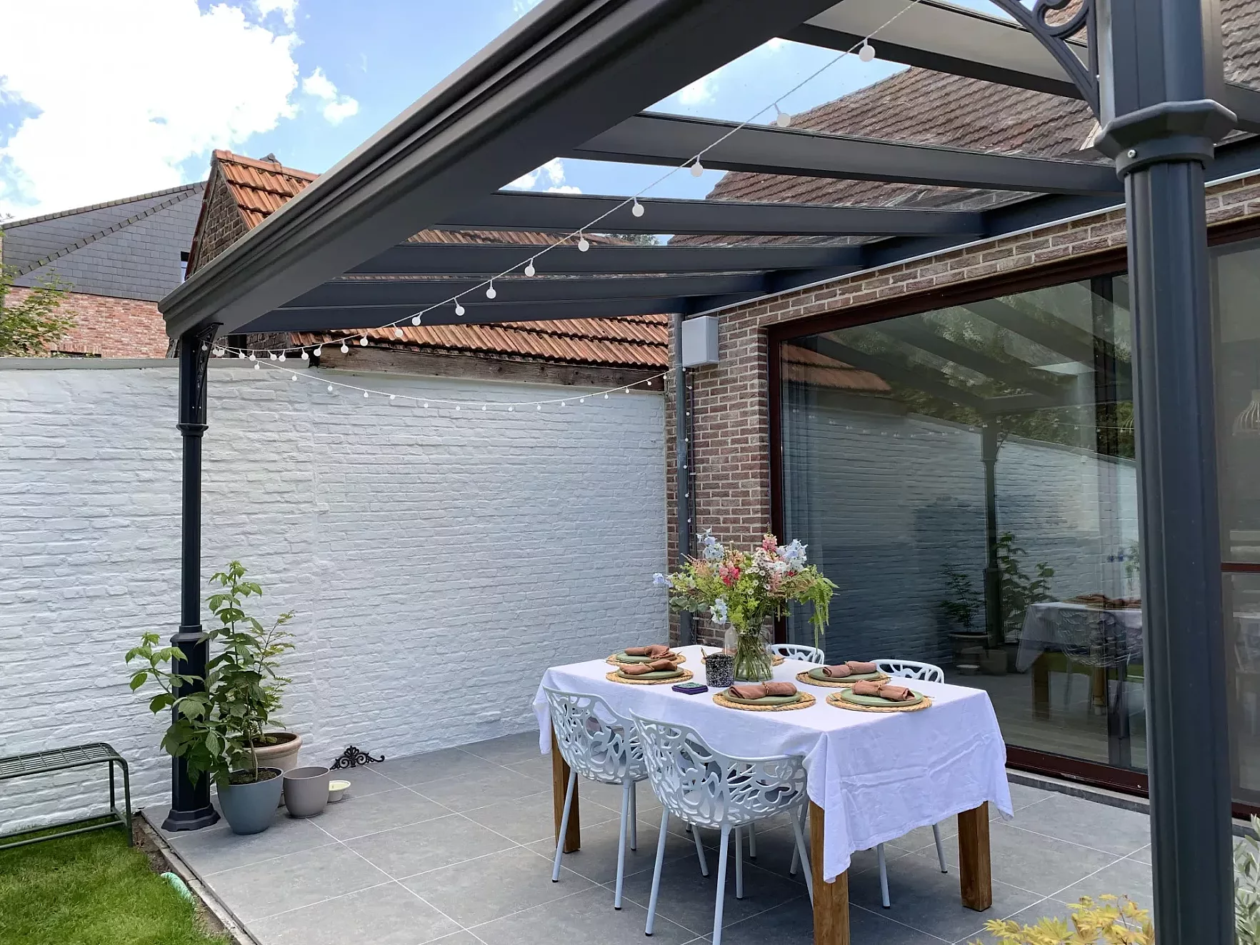 V918 Purbeck terrasoverkapping glasplaten met ledverlichting Kalmthout 5