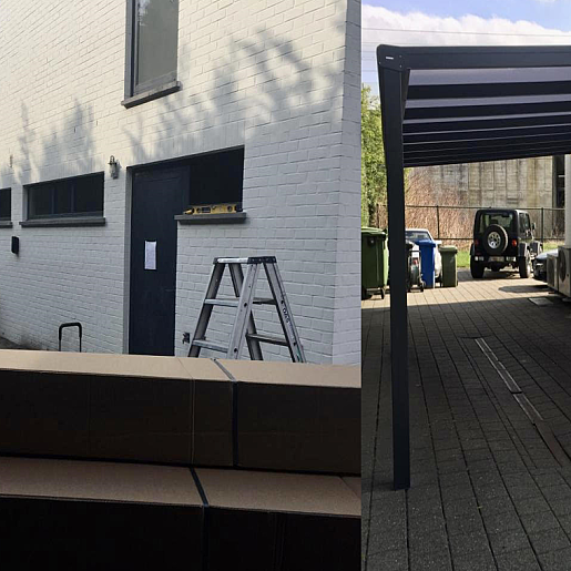 Terrasoverkapping V905 Iseo met polycarbonaatplaten en dimbare ledstrip - Kapellen