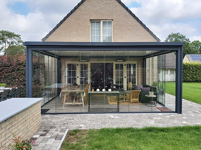 V870 Arezzo lamellendak met ledverlichting dimbaar glazenschuifwanden en ritzscreens Brecht 5