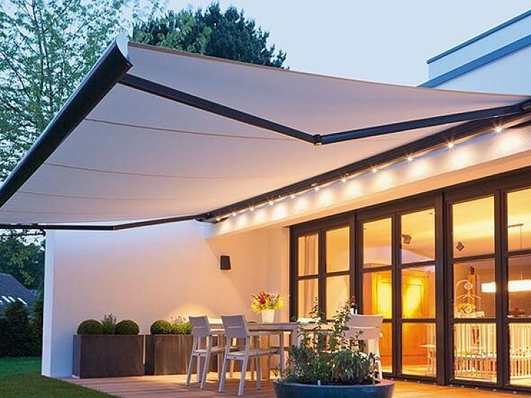 Zonnescherm - zonnetent - de perfecte toevoeging voor jouw terras - sterke knikarmen - cassettescherm - somfy motor - verlichting